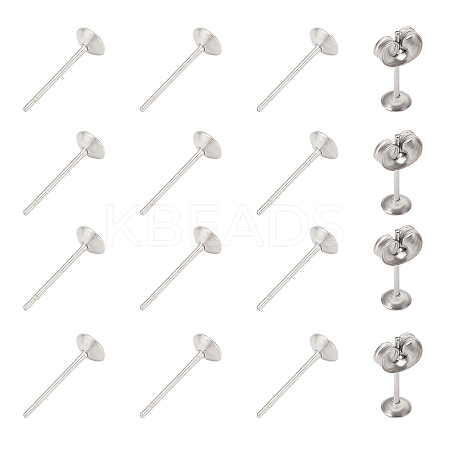 304 Stainless Steel Stud Earrings Findings STAS-UN0006-18P-1