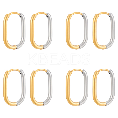 4Pairs 304 Stainless Steel Two Tone Hoop Earrings EJEW-UN0003-12-1