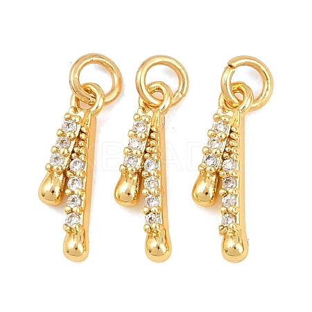Brass Micro Pave Cubic Zirconia Charms KK-F927-20G-1