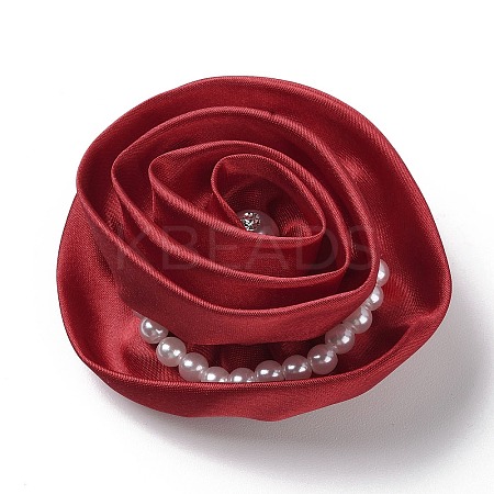 Flower Cloth with Plastic Pearl Brooch Pin JEWB-K013-01P-02-1