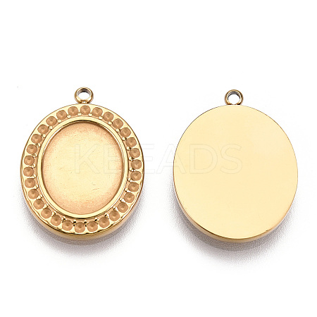 304 Stainless Steel Pendant Cabochon Settings STAS-T060-55G-1