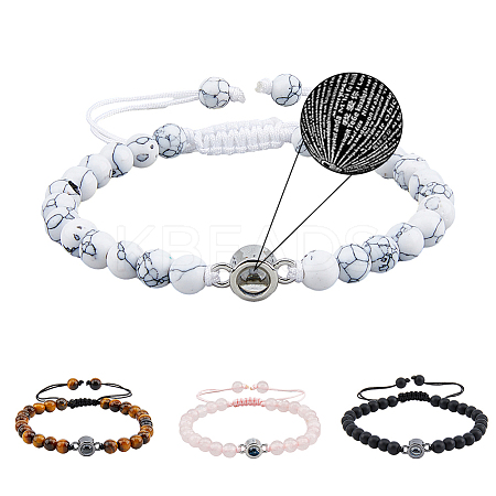 4Pcs 4 Styles I Love You in 100 Languages Projection Bracelets Set BJEW-FI0001-03-1