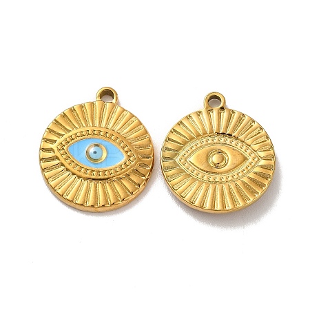 Ion Plating(IP) 304 Stainless Steel Enamel Pendants STAS-Q001-29G-1