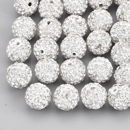 Handmade Polymer Clay Rhinestone Beads X-RB-S250-12mm-A14-1