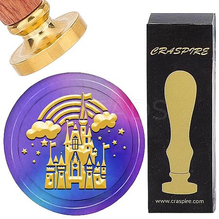 Brass Wax Seal Stamp with Wood Handle AJEW-WH0412-0328-1