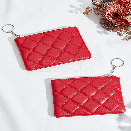 2Pcs Rhombus Pattern PU Leather Zip Pouches ABAG-LP0001-82C-1
