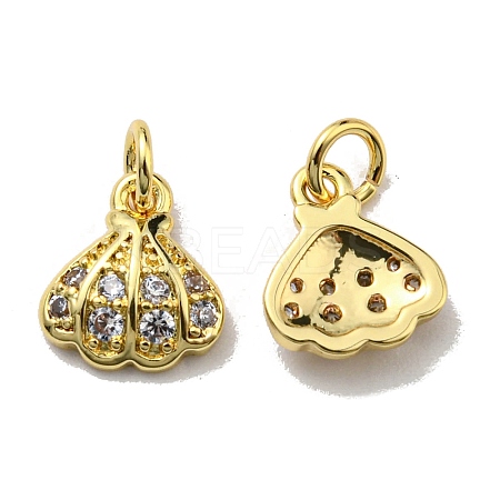 Rack Plating Brass Cubic Zirconia Charms KK-D026-25G-1