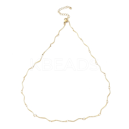 Ion Plating(IP) 304 Stainless Steel Twist Bar Link Chain Necklace NJEW-K249-11G-1