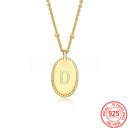 925 Sterling Silver Letter Initial Oval Pendant Necklaces for Women EL6437-4-1