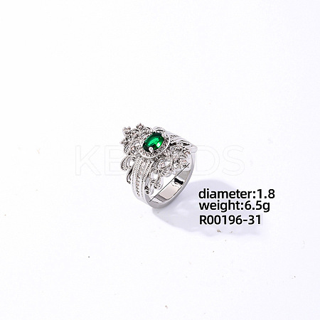 Brass Rhinestones Finger Rings for Women KK6620-5-1