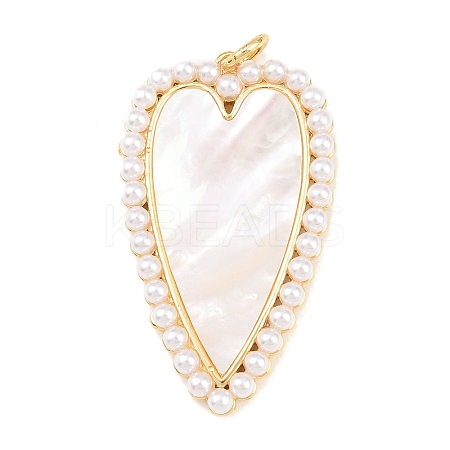 Brass with Natural White Shell Pendants KK-C162-005B-G-1