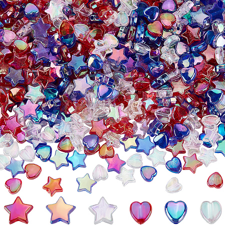 900Pcs 6 Styls Independence Day Themed Eco-Friendly Transparent Acrylic Beads Sets MACR-SP0001-55-1