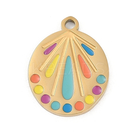 304 Stainless Steel Enamel Pendants STAS-I325-040G-1