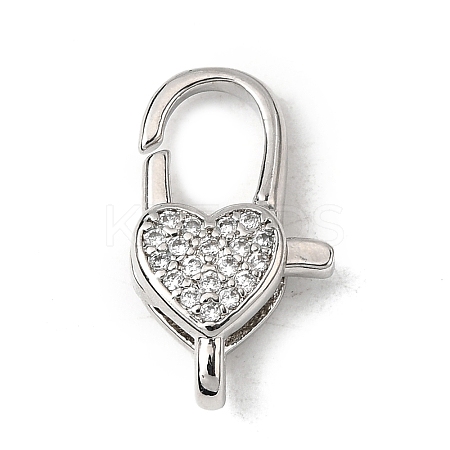 Brass Clear Cubic Zirconia Lobster Claw Clasps KK-Z078-46D-P-1