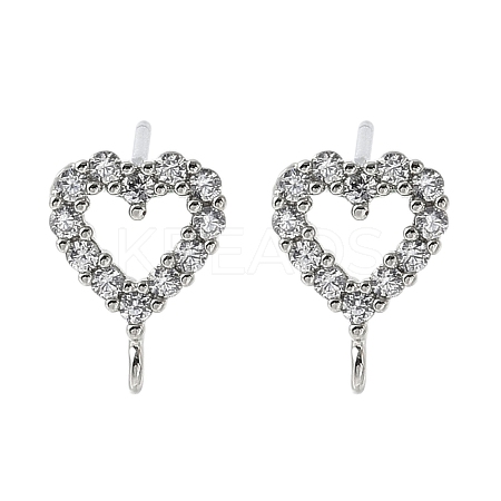 Brass Micro Cubic Zirconia Stud Earring Findings KK-S516-03P-1