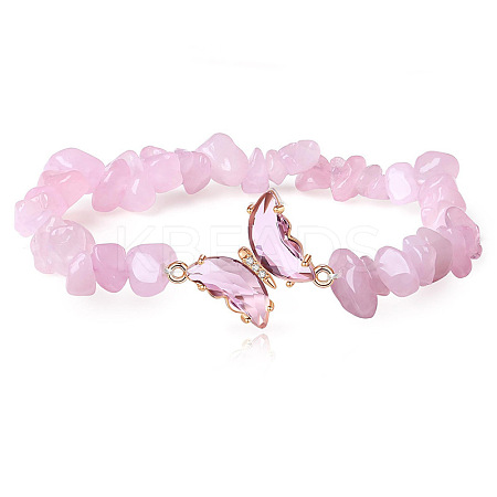 Fashionable Natural Rose Quartz Chips Beaded Bracelets LS-TI6720-3-1