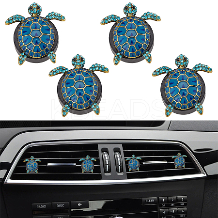 4 Bags Sea Turtle Alloy Rhinestone Car Air Vent Clips AJEW-ME0001-14-1
