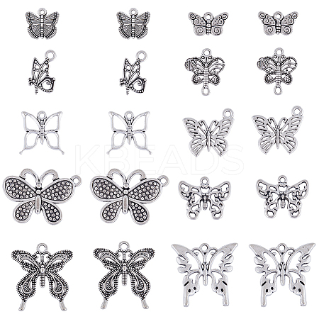 80Pcs 10 Styles Tibetan Style Alloy Charms TIBE-SC0001-94-1