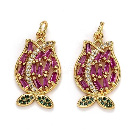 Brass Micro Pave Cubic Zirconia Pendants ZIRC-L100-031G-1