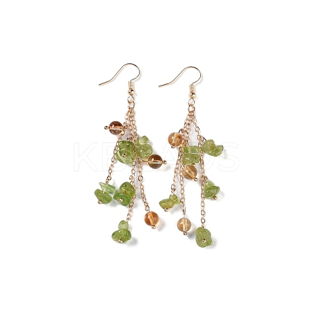 Golden Plated Brass Dangle Earrings EJEW-K275-01G-04-1