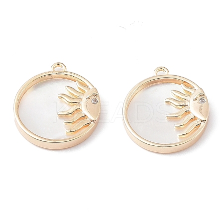 Rack Plating Brass Shell Pendants KK-A183-57G-1