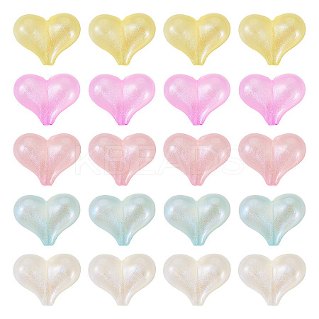 50Pcs 5 Colors Rainbow Iridescent Plating Acrylic Beads RESI-TA0002-19-1
