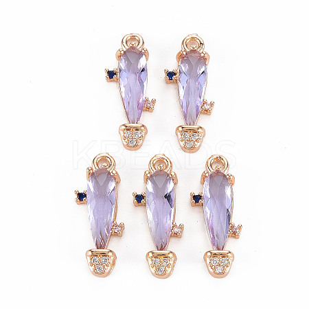 Rack Plating Brass Micro Pave Clear Cubic Zirconia Pendants LS-KK-T060-63D-RS-1