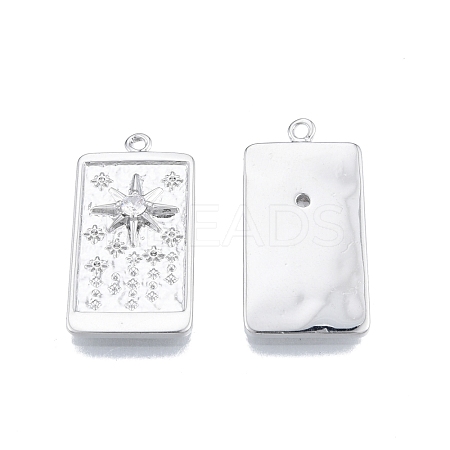 Brass Micro Pave Clear Cubic Zirconia Pendants KK-G432-18P-1