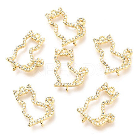 Brass Micro Pave Clear Cubic Zirconia Open Back Bezel Links Connectors ZIRC-J024-11G-1