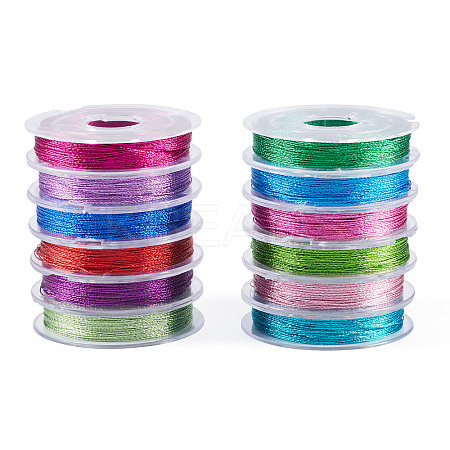 12Pcs 12 Colors 3-Ply Round Metallic Cord MCOR-TAC001-03A-1