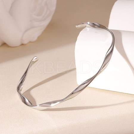 304 Stainless Steel Cuff Bangles for Women BJEW-G776-02P-1
