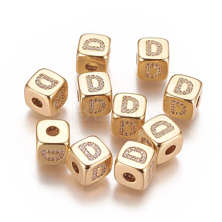 Brass Micro Pave Cubic Zirconia Beads KK-K238-16G-D-1