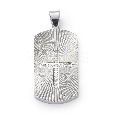 304 Stainless Steel Micro Pave Cubic Zirconia Pendants STAS-U043-26P-1