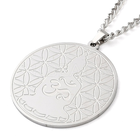Non-Tarnish 304 Stainlessa Steel Curb Chain Pendant Necklaces LS-NJEW-H034-04P-1