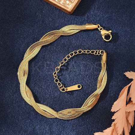 304 Stainless Steel Twist Rope Chain Bracelet for Men Women LS-BJEW-P284-02G-1
