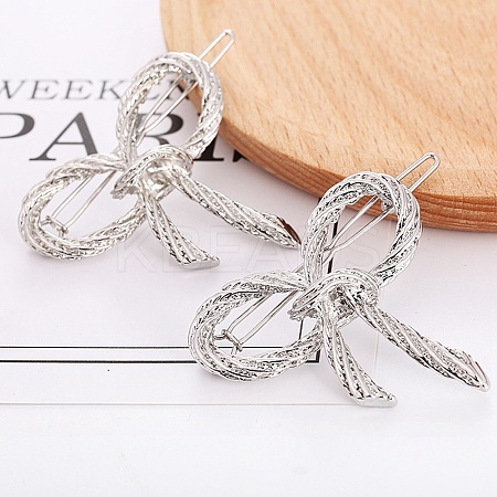 Bowknot Alloy Hair Barrettes AJEW-A056-03B-P-1