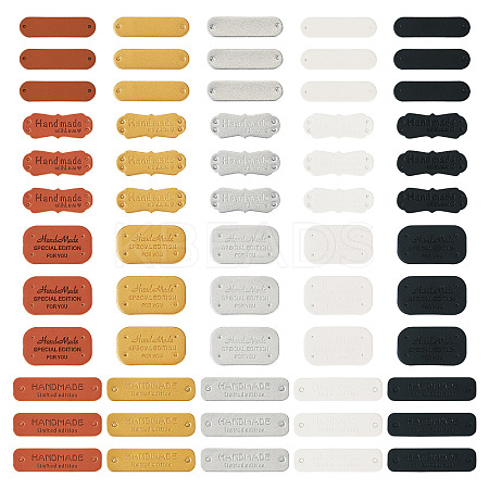 100Pcs 20 Styles PU Leather Label Tags PURS-TA0001-02-1