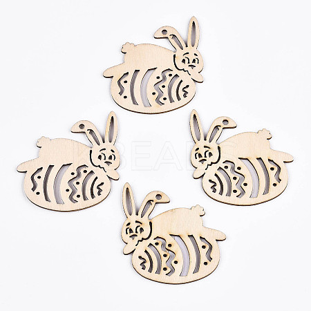 Undyed Natural Wooden Big Pendants WOOD-S058-018-1