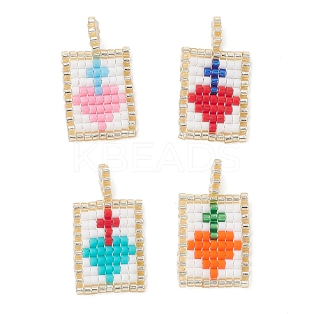 Glass Seed Beaded Pendants PALLOY-MZ01228-1