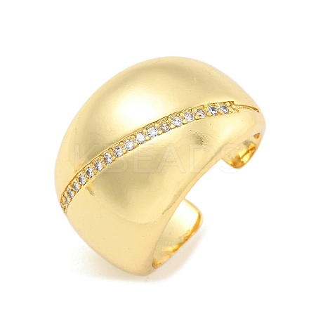 Clear Cubic Zirconia Wide Open Cuff Ring RJEW-L121-014G-1