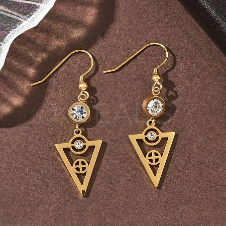 304 Stainless Steel Triangle Dangle Earrings EJEW-Z129-20G-1