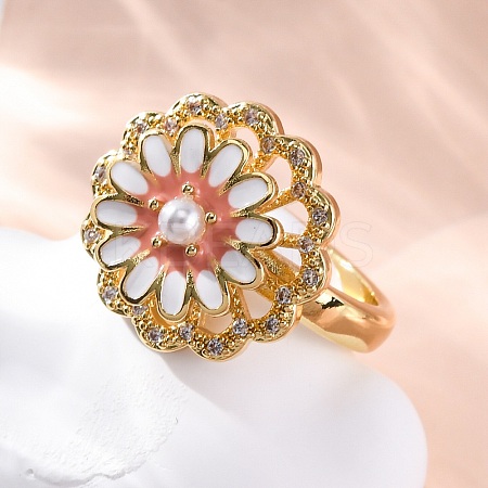 Dasiy Rotatable Open Cuff Rings for Women RJEW-C118-06G-1