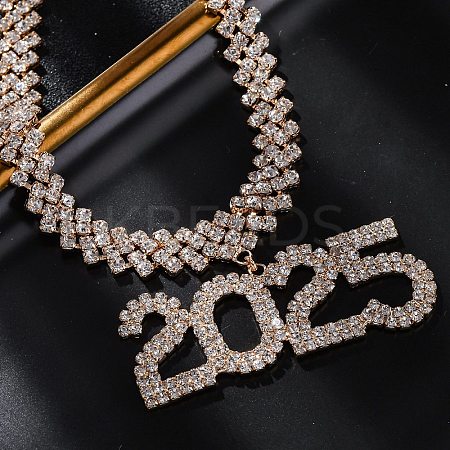 Brass Full Crystal Rhinestone 2025 Pendant Necklaces for Women LS-NJEW-Q005-01G-1
