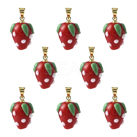 8Pcs Handmade Lampwork Pendants LAMP-FS0001-52B-1