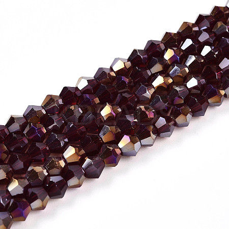Transparent Electroplate Glass Beads Strands EGLA-A039-T4mm-B30-1