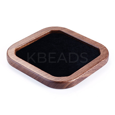 1Pc Wood with Velvet Jewelry Plate ODIS-TA0001-10-1