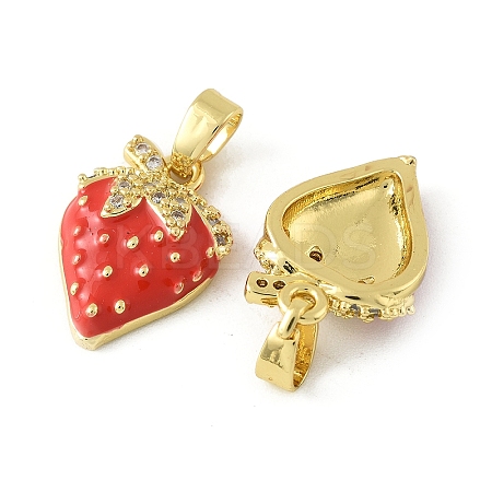 2Pcs Brass Micro Pave Cubic Zirconia Enamel Pendants KK-YW0003-26-1