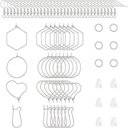 720Pcs 7 Style 304 Stainless Steel Hoop Earring Findings STAS-UN0024-36-1