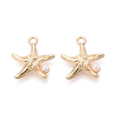 Rack Plating Alloy & Imitation Pearl Pendants ENAM-T024-04G-1