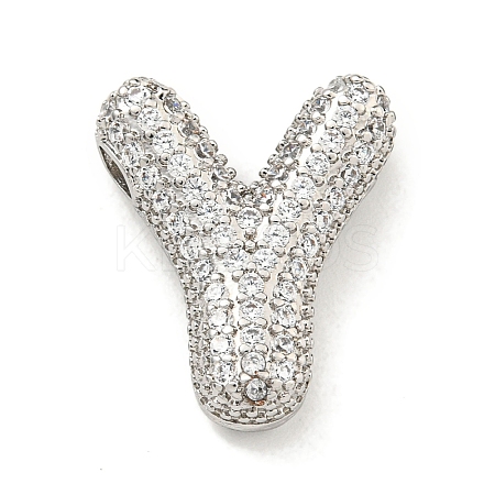 Platinum Plated Brass Micro Pave Cubic Zirconia Pendants KK-L073-001P-Y-1